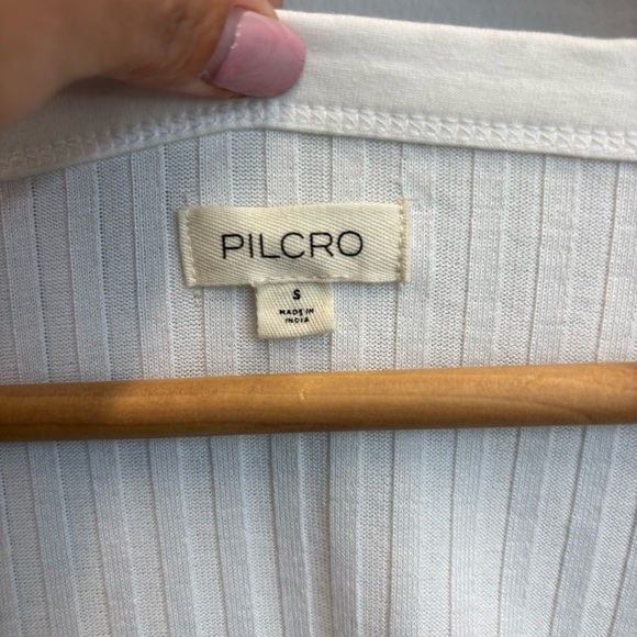 Anthropologie Pilcro Long-Sleeve Scoop-Neck Babydoll Top Small White - Picture 5 of 14